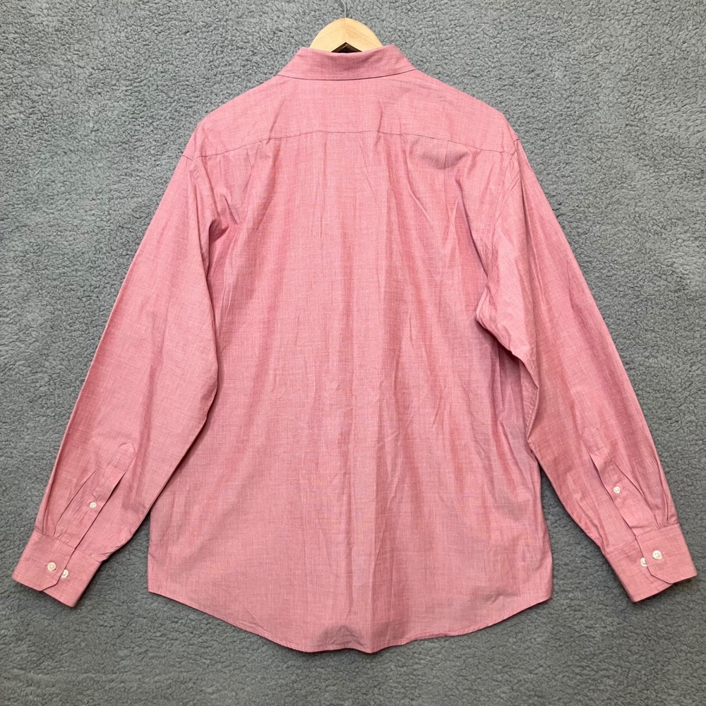 IZOD Luxury Sport Button Up Dress Shirt Men L Pink Red Cotton Long Sleeve Oxford - Picture 2 of 8